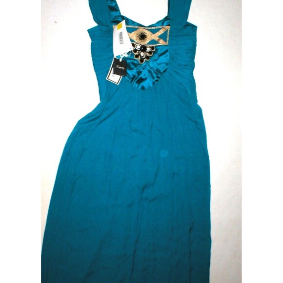 New NWT Ocean Blue Temperley London Dress Womens 12 Evening Gown Jewels Silk Emb - Picture 8 of 12